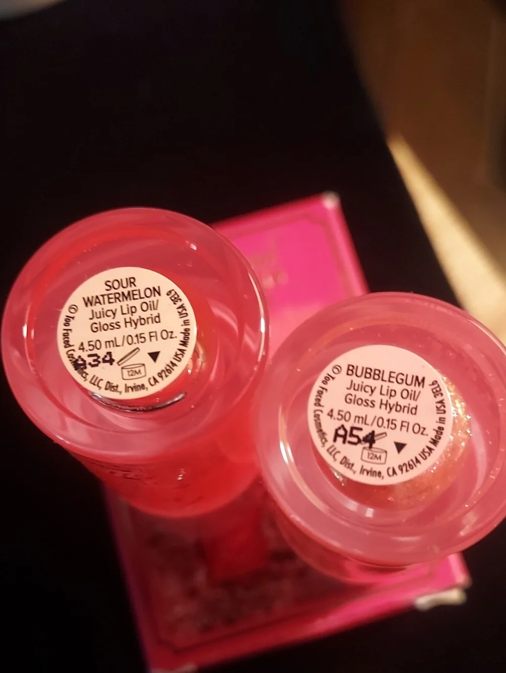 Too Faced Kissing Jelly Lip Gloss Duo - Bright Pink*Sour Watermelon*andBubblegum